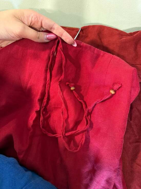 Vintage 2006 Gap Red 100% Linen Tiered Ruffle Midi Skirt Size 10 - Picture 4 of 5